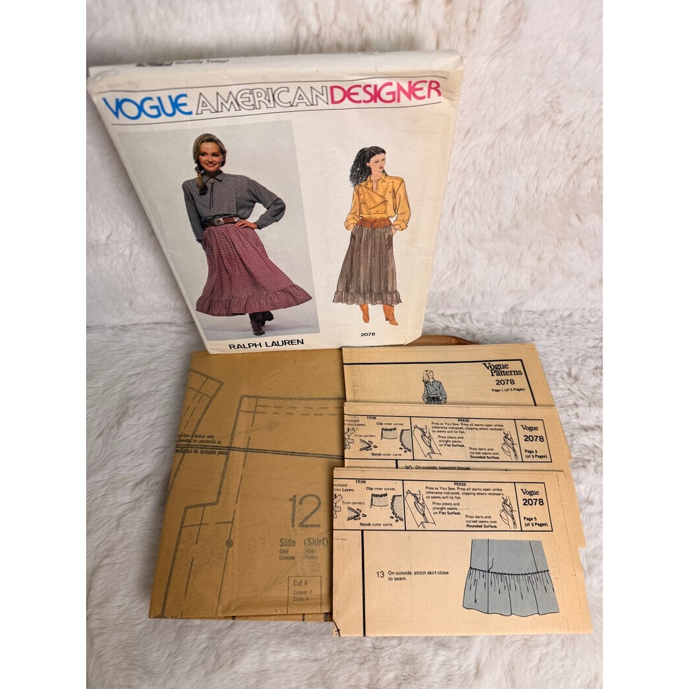 Vintage Vogue 2078 Ralph Lauren American Designer Orignl Sewing Pattern 14 UNCUT - Picture 3 of 3